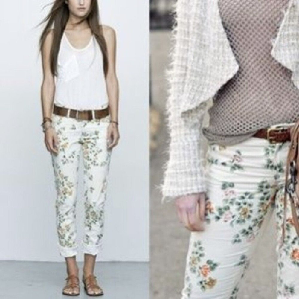 Citizens of Humanity Sz 27 Mandy High Waist Retro Slim Roll Up Floral Jeans - Picture 16 of 16